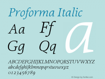 Proforma Italic Version 001.000 Font Sample