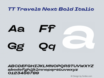 TT Travels Next Bold Italic Version 1.00图片样张