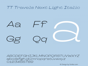 TT Travels Next Light Italic Version 1.00图片样张