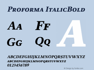 Proforma ItalicBold Version 001.000 Font Sample