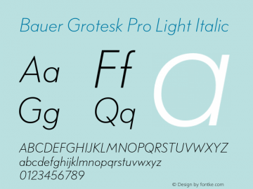 Bauer Grotesk Pro Light Italic Version 7.700, build 1040, FoPs, FL 5.04图片样张