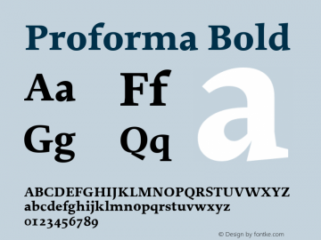 Proforma Bold Version 001.000 Font Sample