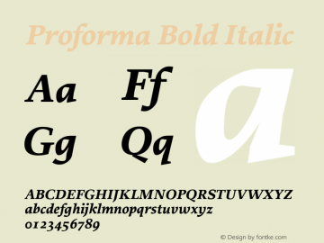 Proforma Bold Italic 001.000 Font Sample