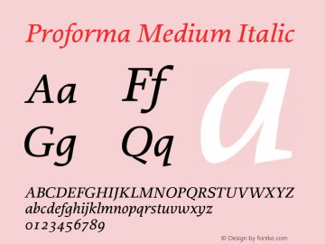Proforma Medium Italic 001.000 Font Sample