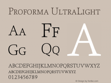 Proforma UltraLight 001.000 Font Sample