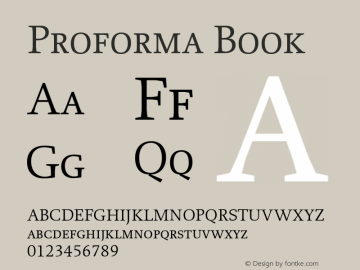 Proforma Book 001.000 Font Sample