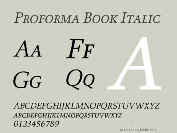 proforma book italic font
