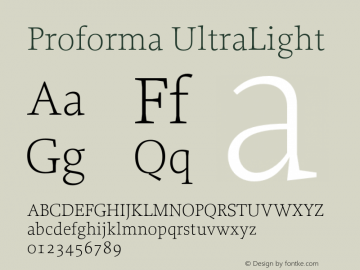 Proforma UltraLight 001.000 Font Sample