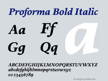Proforma Bold Italic 001.000 Font Sample