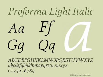 Proforma Light Italic 001.000 Font Sample