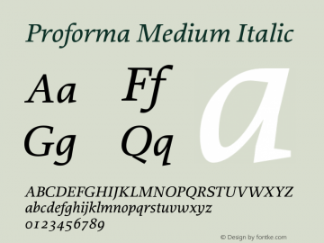 Proforma Medium Italic 001.000 Font Sample