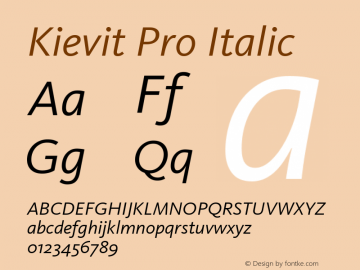 Kievit Pro Italic Version 7.600, build 1030, FoPs, FL 5.04图片样张