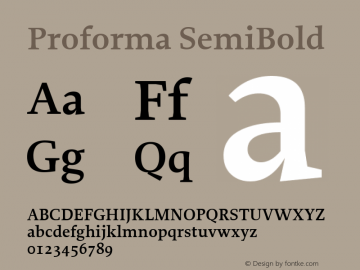 Proforma SemiBold Macromedia Fontographer 4.1.3 12/02/2005 Font Sample