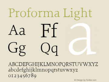 Proforma Light Macromedia Fontographer 4.1.3 12/02/2005 Font Sample
