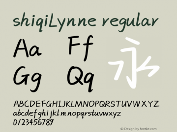 shiqiLynne regular Version 2.138;May 25, 2021;FontCreator 11.5.0.2427 32-bit图片样张