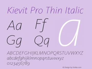 Kievit Pro Thin Italic Version 7.600, build 1030, FoPs, FL 5.04图片样张