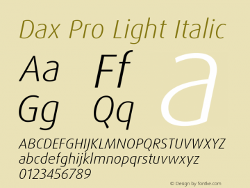 Dax Pro Light Italic Version 7.504; 2017; Build 1027图片样张