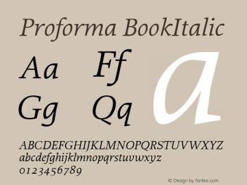 Proforma BookItalic Macromedia Fontographer 4.1.3 12/02/2005 Font Sample
