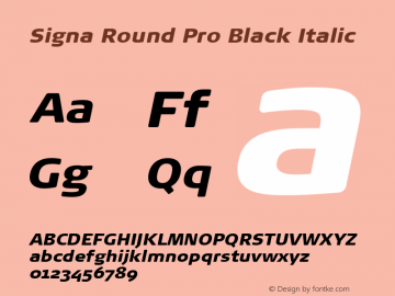 Signa Round Pro Black Italic Version 7.504; 2017; Build 1023图片样张