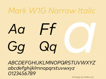 Mark W1G Narrow Italic Version 1.00, build 8, g2.6.4 b1272, s3图片样张