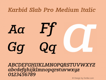 Karbid Slab Pro Medium Italic Version 7.60图片样张