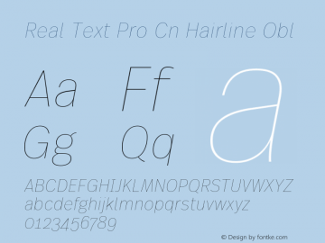 Real Text Pro Cn Hairline Obl Version 1.00图片样张