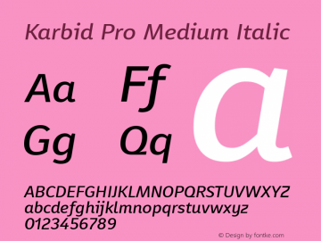 Karbid Pro Medium Italic Version 7.60图片样张