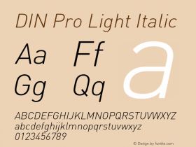 DIN Pro Light Italic Version 7.601, build 1030, FoPs, FL 5.04图片样张