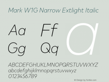 Mark W1G Narrow Extlight Italic Version 1.00, build 8, g2.6.4 b1272, s3图片样张