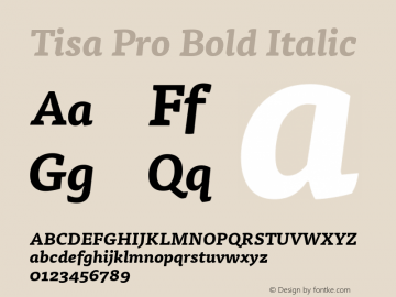 Tisa Pro Bold Italic Version 7.600, build 1027, FoPs, FL 5.04图片样张