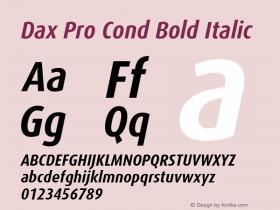 Dax Pro Cond Bold Italic Version 7.504; 2017; Build 1023图片样张