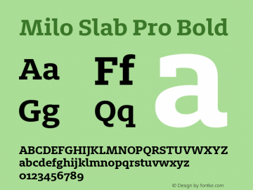 Milo Slab Pro Bold Version 7.600, build 1028, FoPs, FL 5.04图片样张