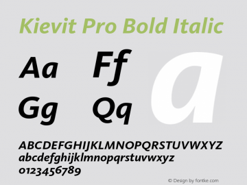 Kievit Pro Bold Italic Version 7.700, build 1040, FoPs, FL 5.04图片样张