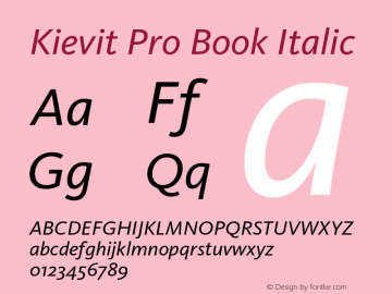Kievit Pro Book Italic Version 7.700, build 1040, FoPs, FL 5.04图片样张