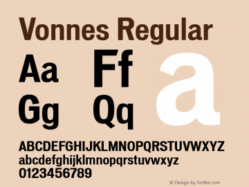 Vonnes Regular Version 001.000 Font Sample