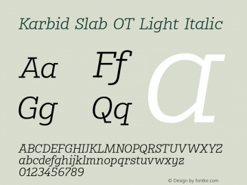 Karbid Slab OT Light Italic Version 7.60图片样张