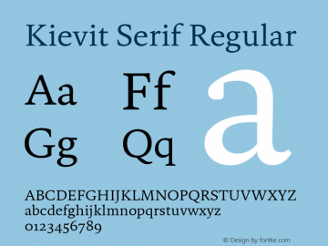 Kievit Serif Version 1.000, build 1030, FoPs, FL 5.04图片样张