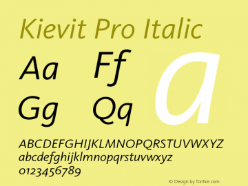 Kievit Pro Italic Version 7.700, build 1040, FoPs, FL 5.04图片样张