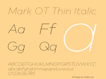 Mark OT Thin Italic Version 7.60图片样张