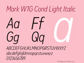 Mark W1G Cond Light Italic Version 1.00, build 9, g2.6.4 b1272, s3图片样张