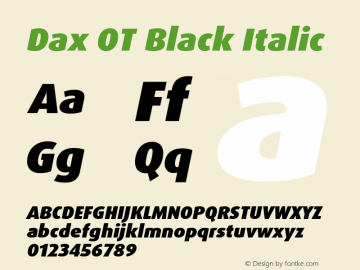 Dax OT Black Italic Version 7.504; 2017; Build 1027图片样张