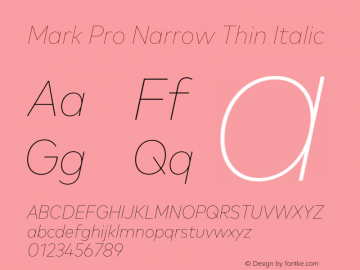 Mark Pro Narrow Thin Italic Version 7.60图片样张