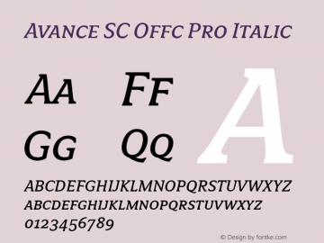 Avance SC Offc Pro Italic Version 7.504; 2010; Build 1021图片样张