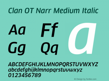 Clan OT Narr Medium Italic Version 7.600, build 1030, FoPs, FL 5.04图片样张