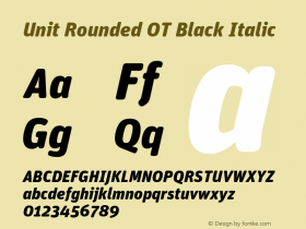 Unit Rounded OT Black Italic Version 7.600, build 1027, FoPs, FL 5.04图片样张