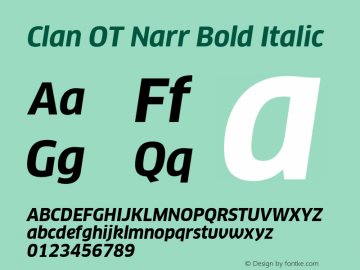 Clan OT Narr Bold Italic Version 7.600, build 1030, FoPs, FL 5.04图片样张