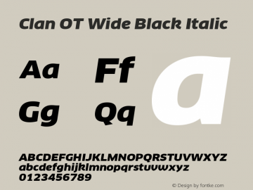 Clan OT Wide Black Italic Version 7.600, build 1030, FoPs, FL 5.04图片样张
