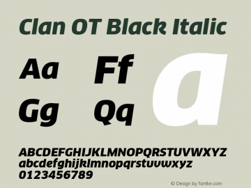 Clan OT Black Italic Version 7.600, build 1030, FoPs, FL 5.04图片样张