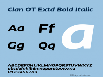 Clan OT Extd Bold Italic Version 7.600, build 1030, FoPs, FL 5.04图片样张