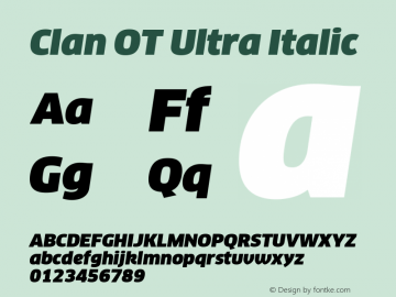Clan OT Ultra Italic Version 7.600, build 1030, FoPs, FL 5.04图片样张